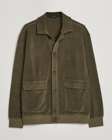 Men | The Terry Collection | Zanone | Terry Cotton Jersey Jacket Dark Olive