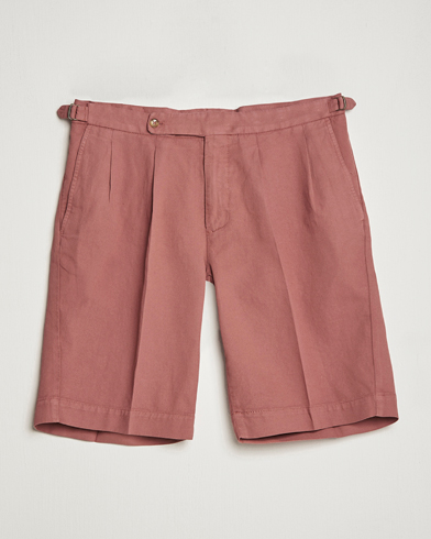 Men | Linen Shorts | Incotex | Pleated Chinolino Shorts Brick