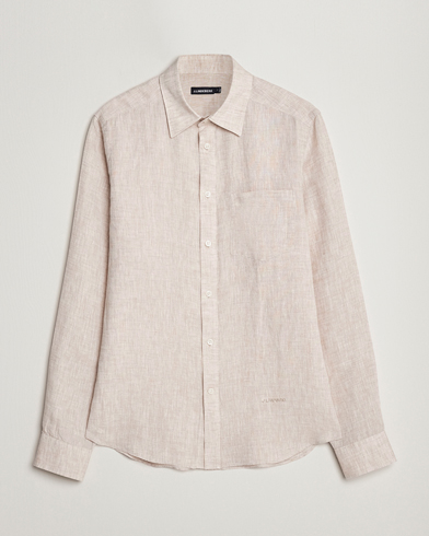 Men | The Linen Closet | J.Lindeberg | Slim Fit Linen Melange Shirt Safari Beige