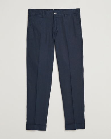 Men | Linen Trousers | J.Lindeberg | Grant Stretch Cotton/Linen Trousers Navy