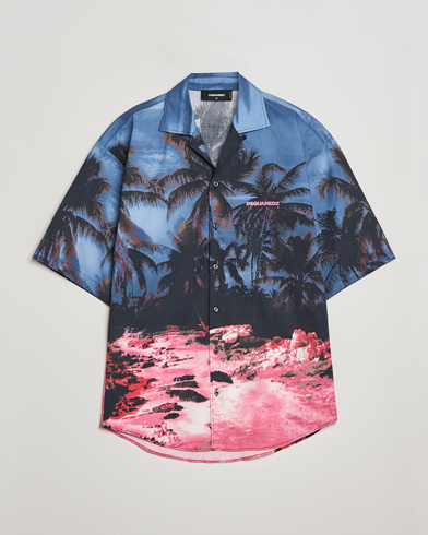Men | Short Sleeve Shirts | Dsquared2 | Palm Tree Bowling Shirt Purple