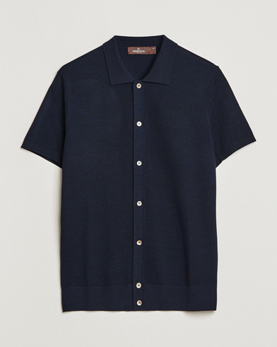 Men |  | Morris Heritage | Alberto Knitted Short Sleeve Knitted Shirt Navy