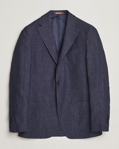 Men | Linen Blazers | Morris Heritage | Mike Patch Pocket Linen Suit Blazer Navy