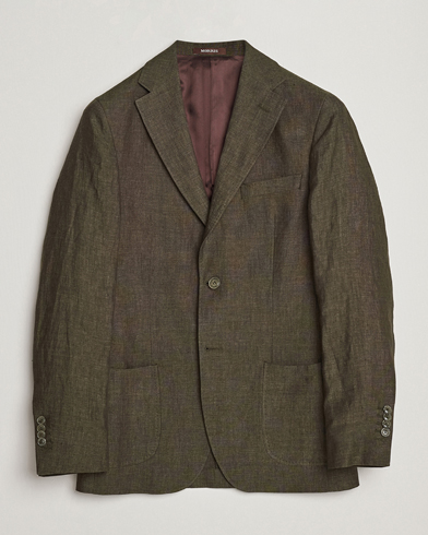 Men | Blazers | Morris Heritage | Mike Patch Pocket Linen Suit Blazer Olive