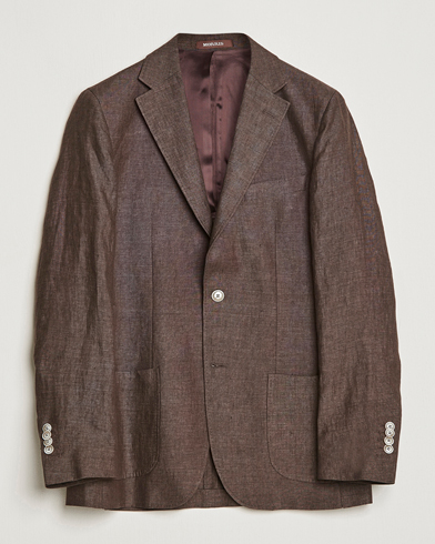 Men | Linen Blazers | Morris Heritage | Mike Patch Pocket Linen Suit Blazer Brown