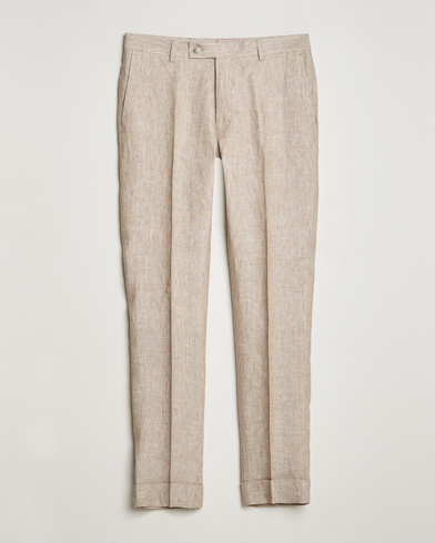 Men | Linen Trousers | Morris Heritage | Jack Linen Suit Trousers Beige