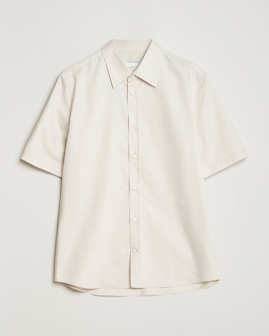 Auralee Finx Linen Half Sleeved Shirt Ecru at CareOfCarl.com