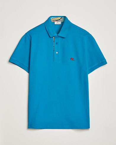 Men | Short Sleeve Polo Shirts | Etro | Short Sleeve Contrast Paisley Polo Azzurro