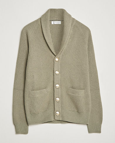 Men | Sweaters & Knitwear | Brunello Cucinelli | Heavy Rib Cardigan Olive
