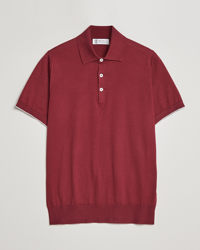 Men | Short Sleeve Polo Shirts | Brunello Cucinelli | Short Sleeve Knitted Polo Burgundy
