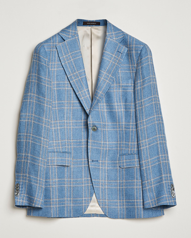 Men | Linen Blazers | Oscar Jacobson | Fogerty Soft Cotton/Linen/Wool Blazer Light Blue