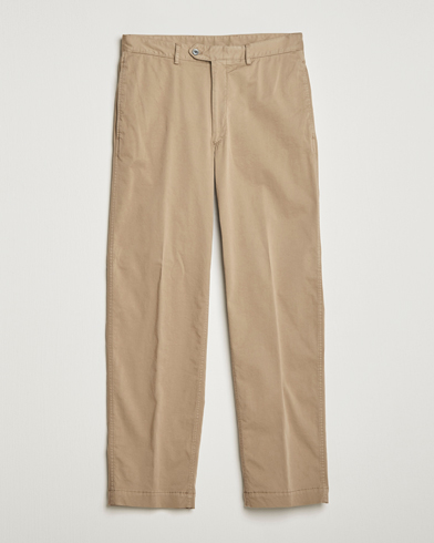 Men |  | Oscar Jacobson | Tanker Pleat Cotton Trousers Beige