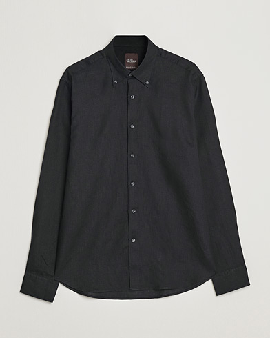 Men |  | Oscar Jacobson | Regular Fit Button Down Linen Shirt Black