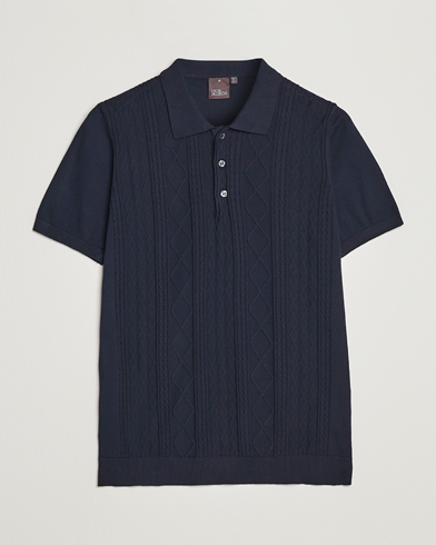 Men |  | Oscar Jacobson | Bard Short Sleeve Structured Cotton Polo Navy