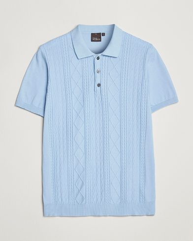 Men |  | Oscar Jacobson | Bard Short Sleeve Structured Cotton Polo Light Blue