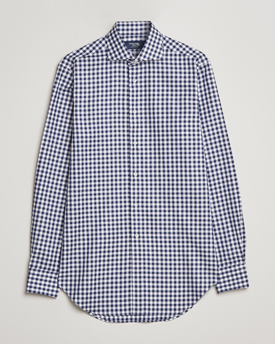Men | Casual Shirts | Kamakura Shirts | Slim Fit Gingham Shirt Navy