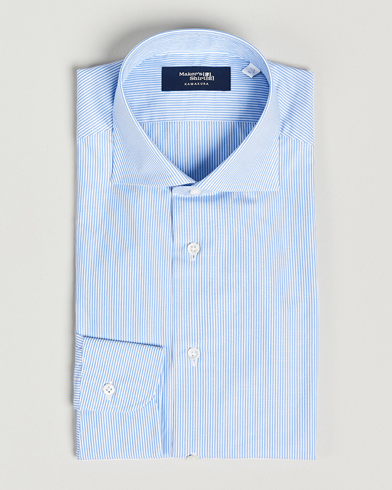 Men | Kamakura Shirts | Kamakura Shirts | Slim Fit Striped Broadcloth Shirt Light Blue