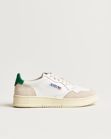 Men | White Sneakers | Autry | Medalist Low Leather/Suede Sneaker White/Green