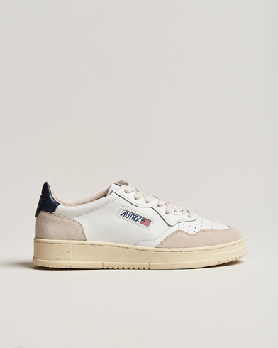 Men | White Sneakers | Autry | Medalist Low Leather/Suede Sneaker White/Blue
