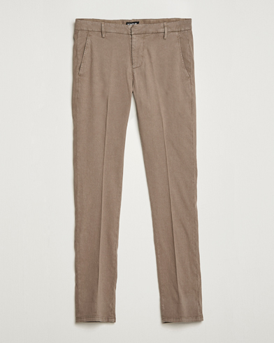 Men | Linen Trousers | Dondup | Gaubert Linen Stretch Chinos Light Brown