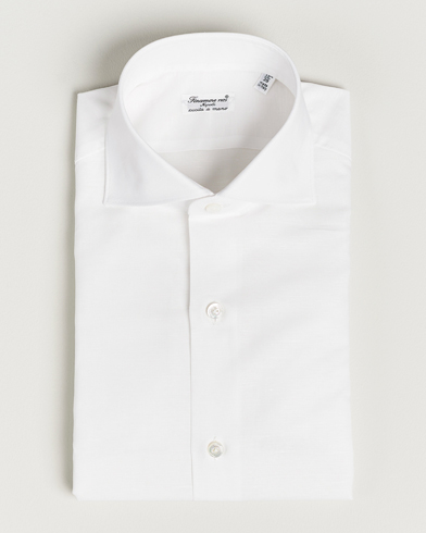 Men | Business Shirts | Finamore Napoli | Milano Slim Linen Dress Shirt White
