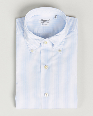 Men |  | Finamore Napoli | Milano Slim Washed Dress Shirt Light Blue Stripe