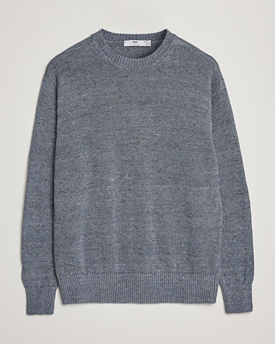 Men | Knitted Jumpers | Inis Meáin | Donegal Washed Linen Crew Neck Stone