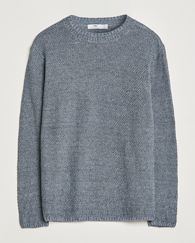 Men |  | Inis Meáin | Moss Stiched Linen Crew Neck Greyish