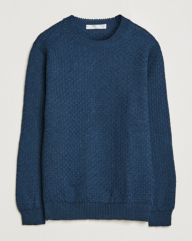 Men | Inis Meáin | Inis Meáin | Fishnet Linen Sweater Blueberry