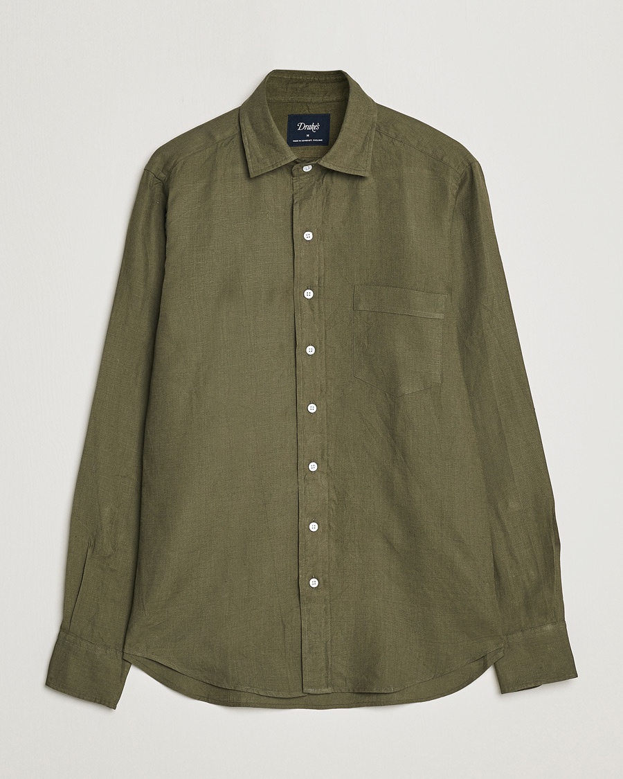 Drake's Linen Summer Shirt Green – Green