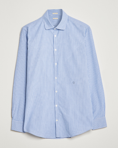 Men |  | Massimo Alba | Canary Striped Seersucker Shirt Blue