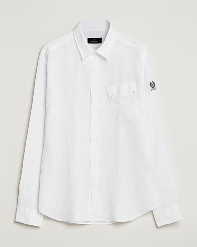 Men | Linen Shirts | Belstaff | Pitch Linen Pocket Shirt White