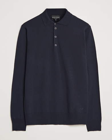Men | Knitted Polo Shirts | Emporio Armani | Knitted Merino Pique Navy