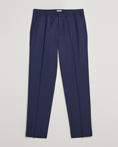 Men | Drawstring Trousers | Filippa K | Relaxed Wool Trousers French Navy