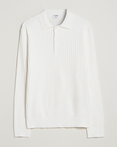 Men | Knitted Polo Shirts | Filippa K | Knitted Polo Shirt White
