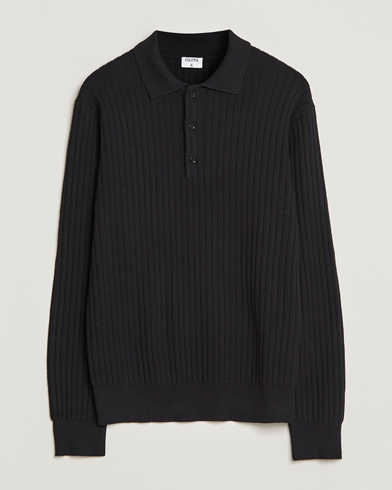 Men | Filippa K | Filippa K | Knitted Polo Shirt Black