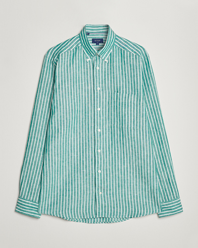Men | Eton | Eton | Slim Fit Striped Linen Shirt Green
