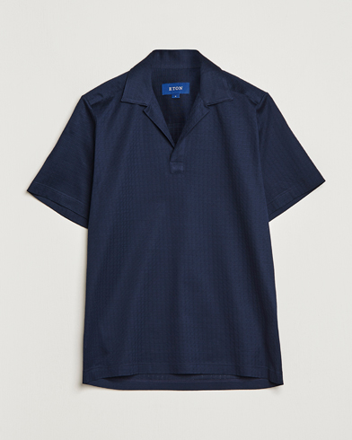Men | Eton | Eton | Filo Di Scozia Open Collor Shirt Navy Blue