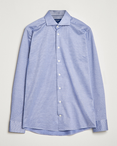 Men | Eton | Eton | Filo Di Scozia King Knit Shirt Mid Blue