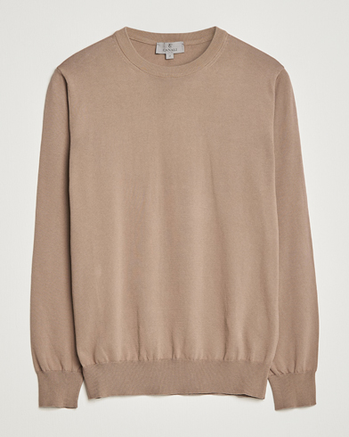 Men | Crew Neck Jumpers | Canali | Cotton Crew Neck Pullover Brown