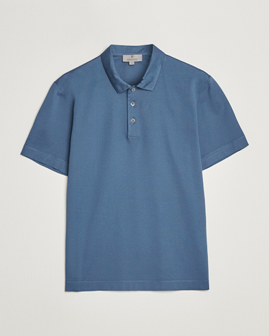 Men | Departments | Canali | Short Sleeve Polo Pique Steel Blue