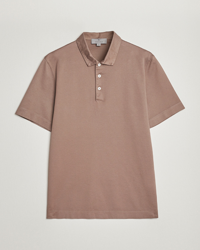 Men | Quiet Luxury | Canali | Short Sleeve Polo Pique Taupe