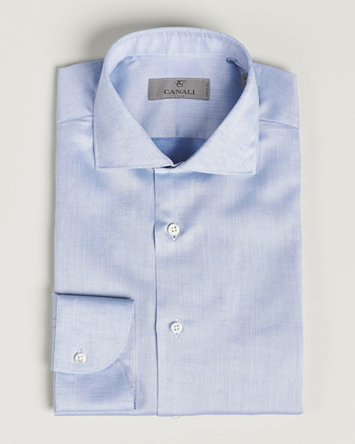 Men | Business Shirts | Canali | Slim Fit Linen Shirt Light Blue