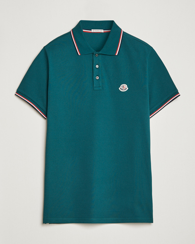Men | Polo Shirts | Moncler | Contrast Rib Polo Bottle Green