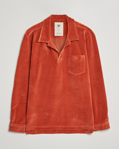 Men | What's new | OAS | Long Sleeve Velour Shirt Burnt Orange