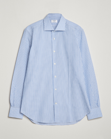 Men | Casual Shirts | Mazzarelli | Soft Seersucker Shirt Light Blue Stripe