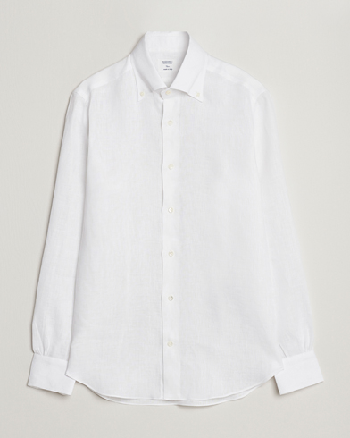 Men |  | Mazzarelli | Soft Linen Button Down Shirt White