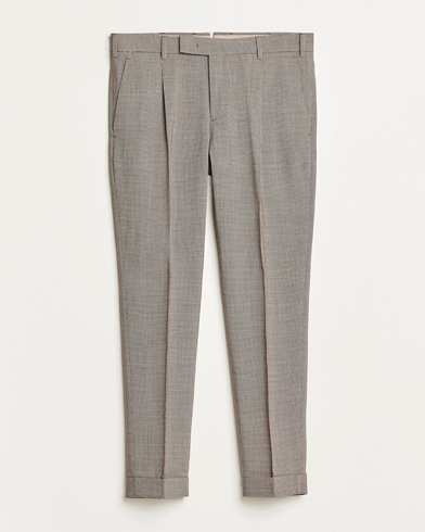 Men | Formal Trousers | PT01 | Slim Fit Pleated Soft Wool Trousers Beige