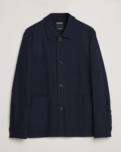 Men | Luxury Brands | Zegna | Wool Jersey Chore Jacket Navy