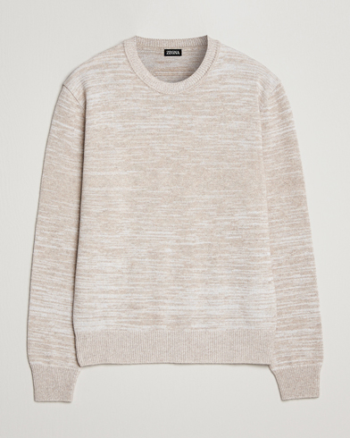 Men | Knitted Jumpers | Zegna | Oasi Cashmere/Cotton Melange Sweater Beige